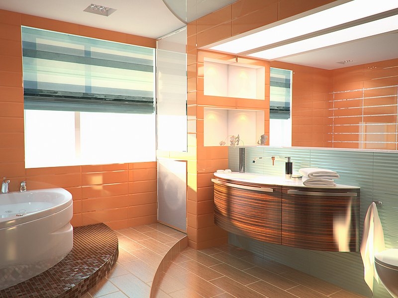 Ванная комната с ванной на подиуме - Дизайн интерьера квартиры г. Тюмень ул. Гольцова